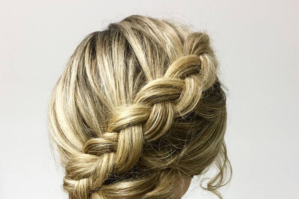 Braid pulled into a low bun