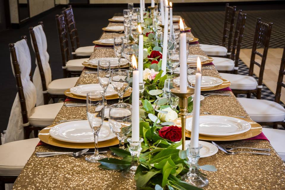 Table setup with candle centerpiece