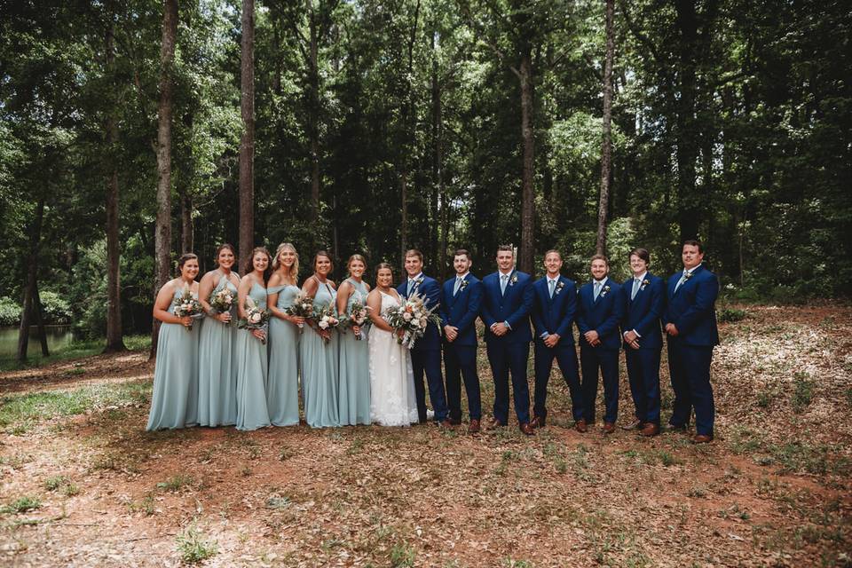Wedding party in the woods