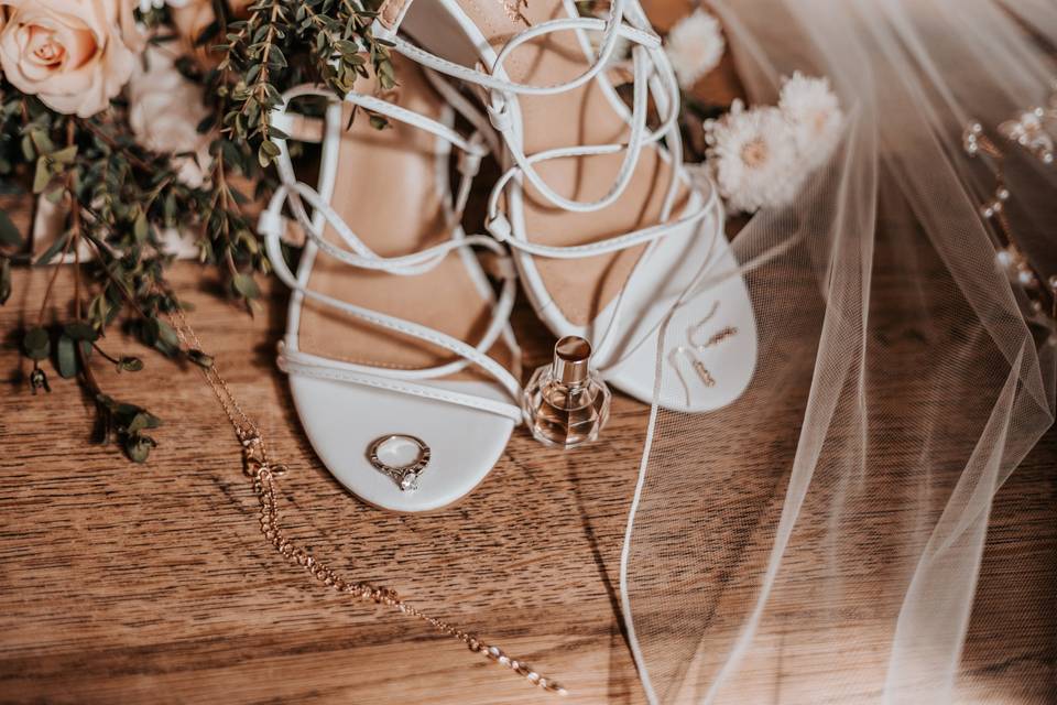 Rings and wedding shoes