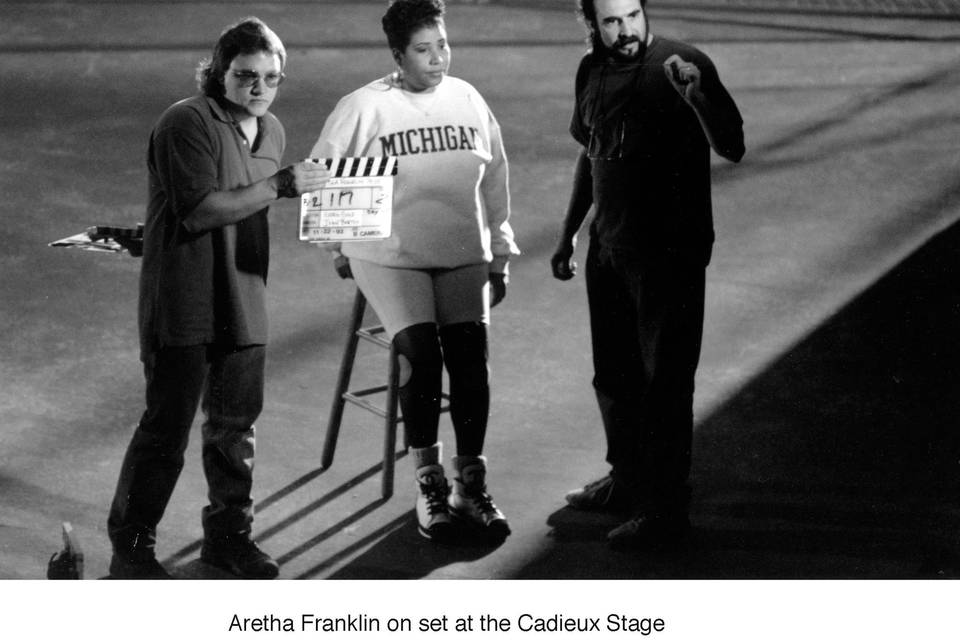Aretha Franklin on set