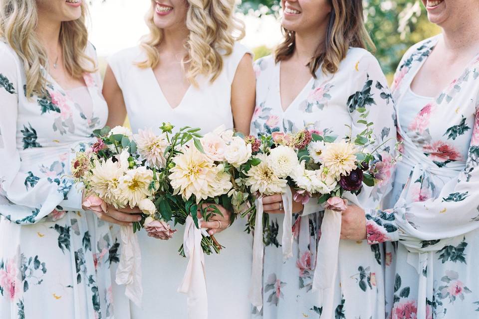 Modern bridal party bouquets