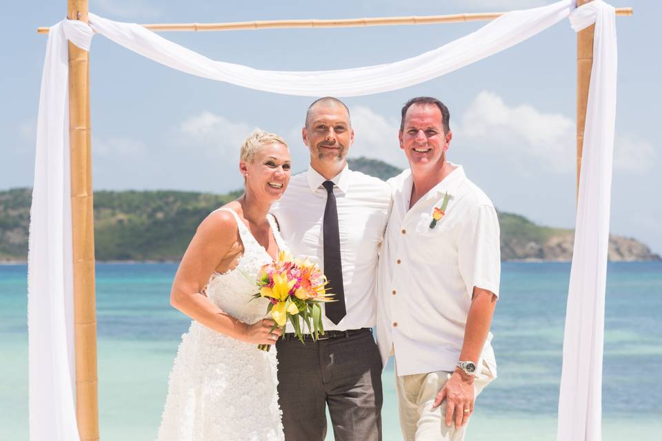 Elopement wedding on a beach.