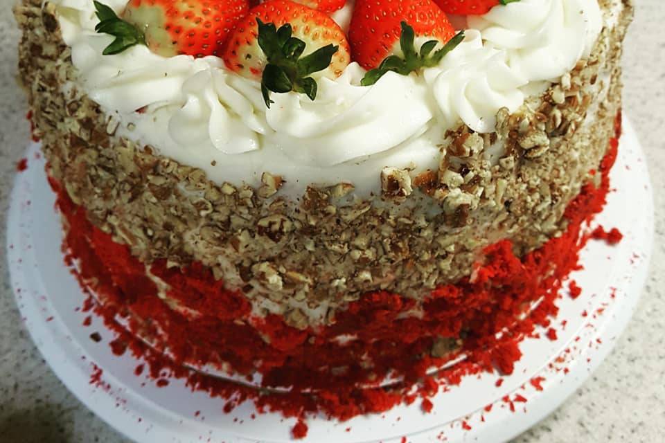 Red velvet strawberry cake