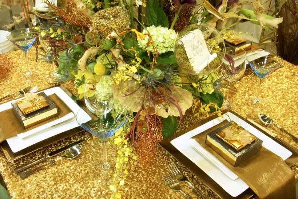 Table setup with centerpiece