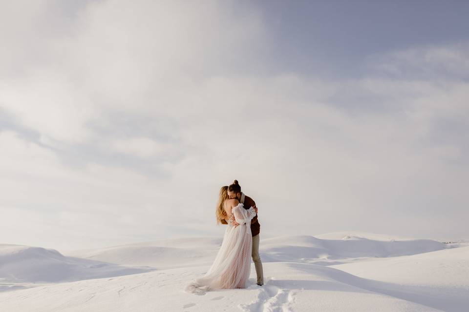 Bride and Groom on mountain