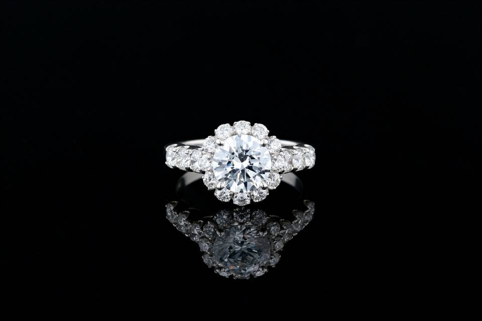 Flower Diamond Halo Ring