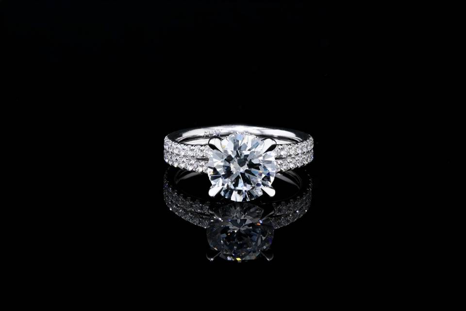 Crown Solitaire, 2 Row Pave'