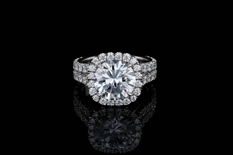 Cushion Halo, Split Pave' Ring