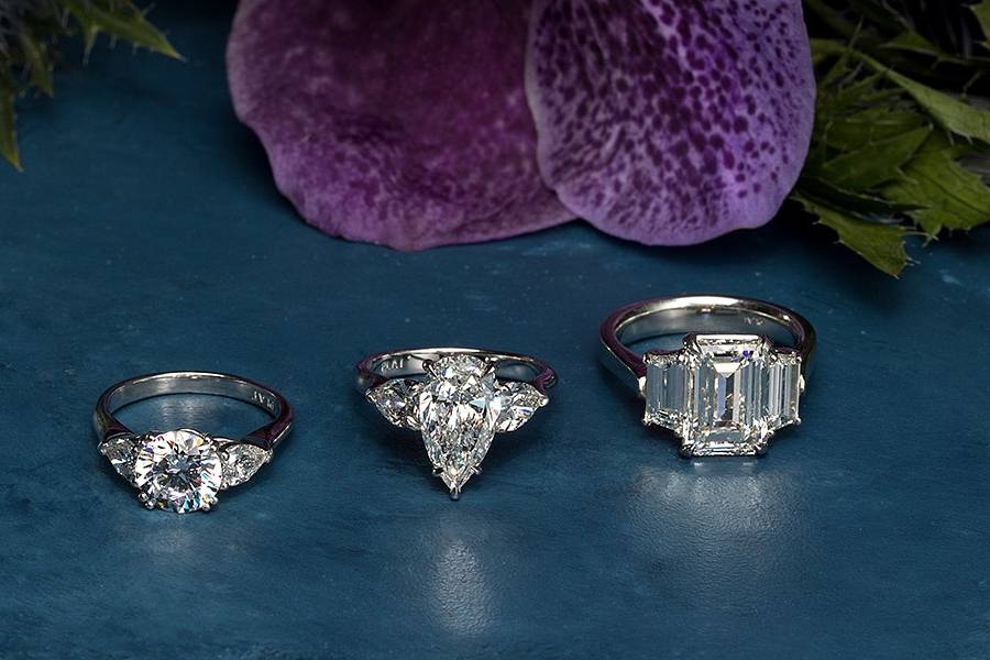 Three-stone ring collection