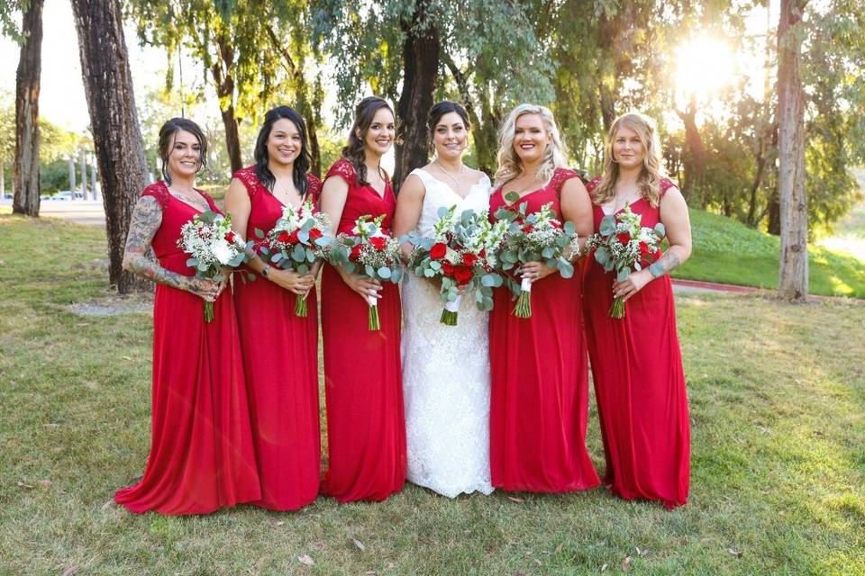 Red Theme Bridal Party