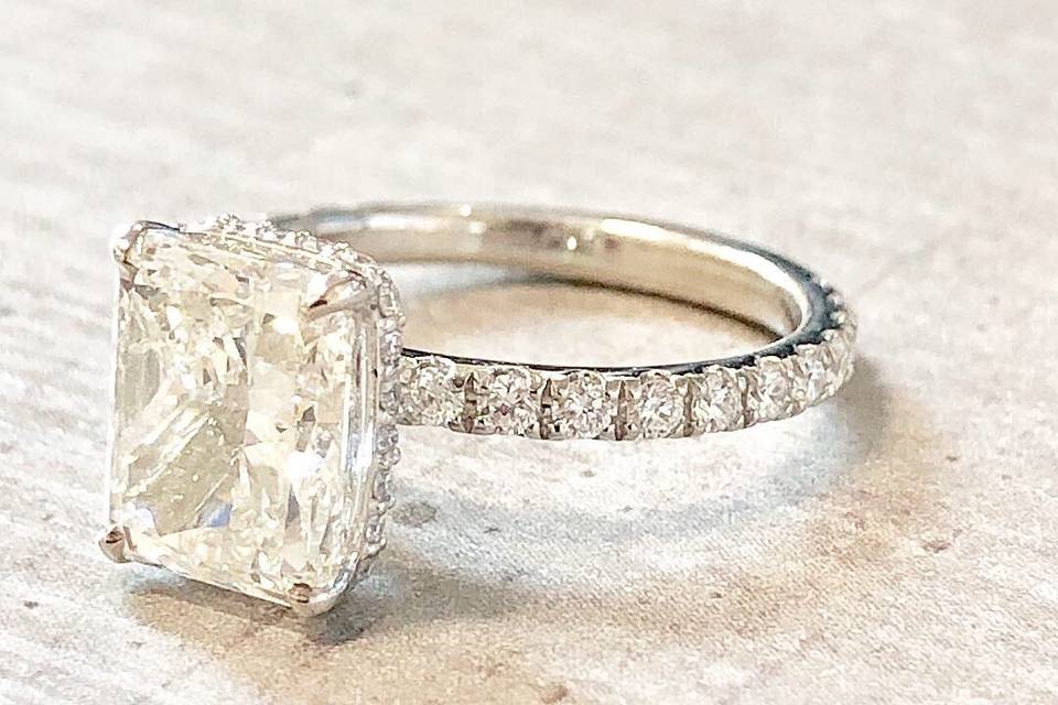 Radiant engagement ring