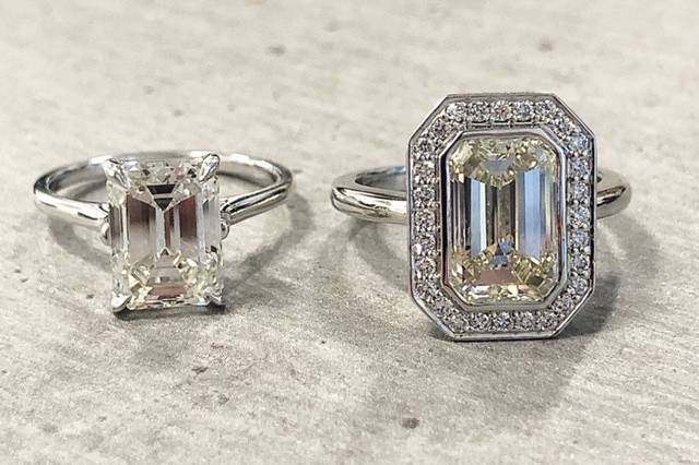 3 ct each emerald cut rings