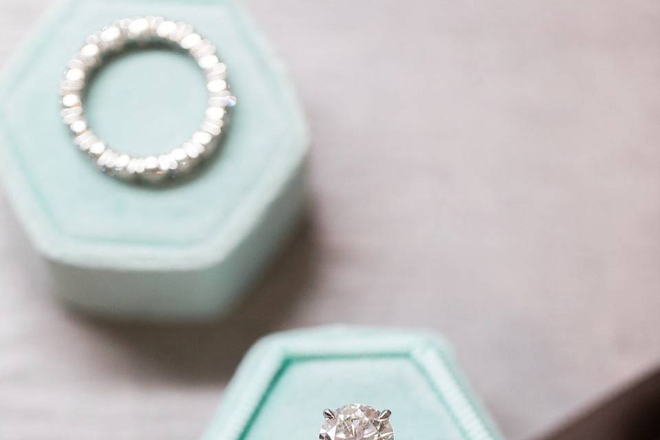 Engagement ring and wedding band