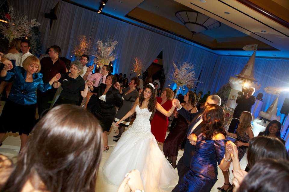 Bride brought onto the dance floor