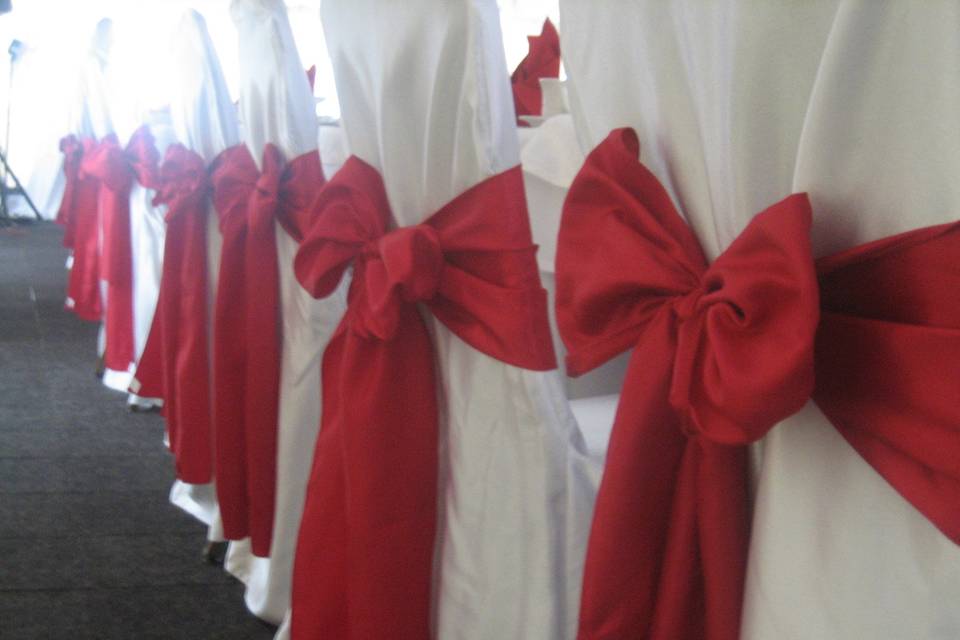 Red chair bows