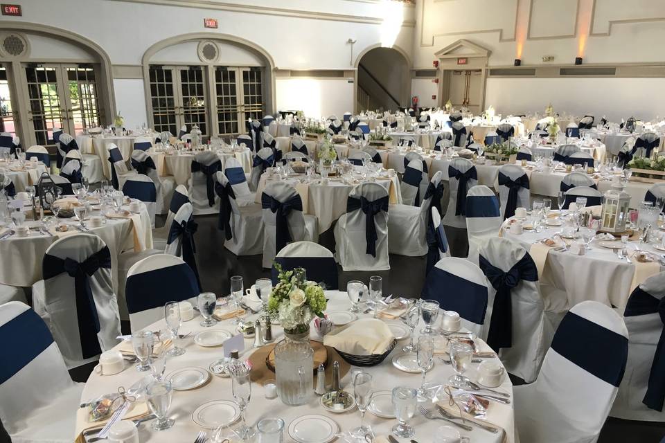 Table setting and navy chair bands