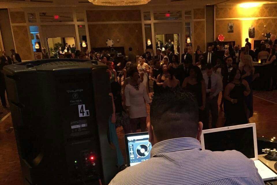 Behind the decks