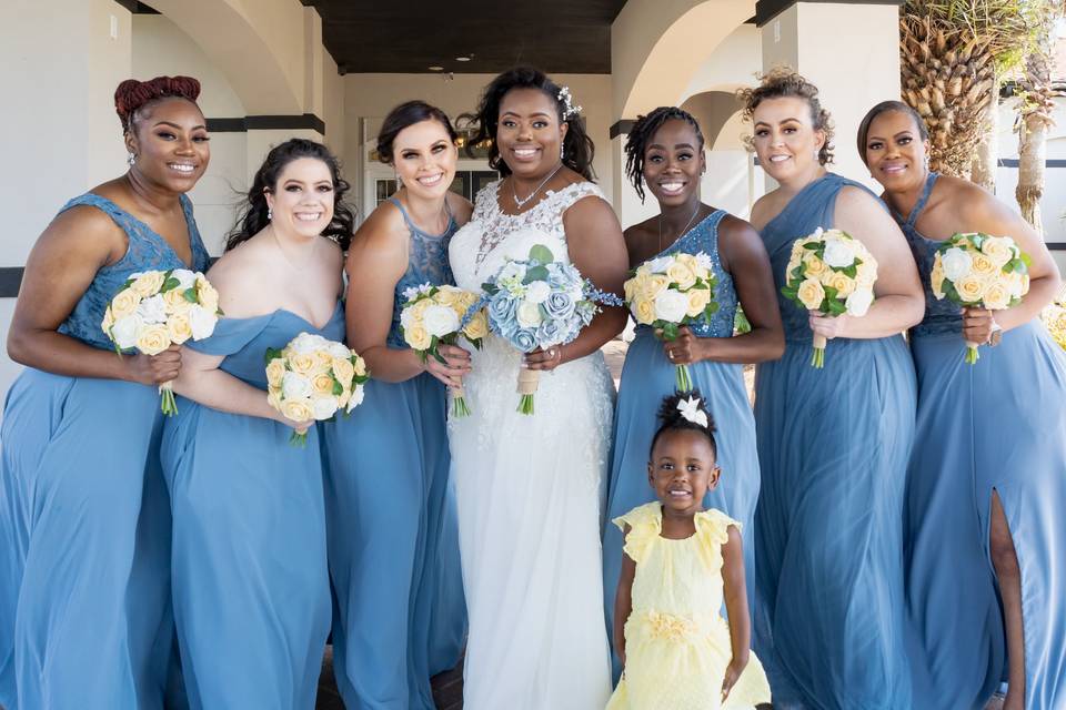 With the bridesmaids