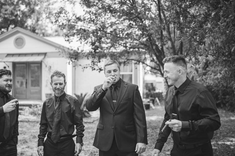 Groomsmen and cigars