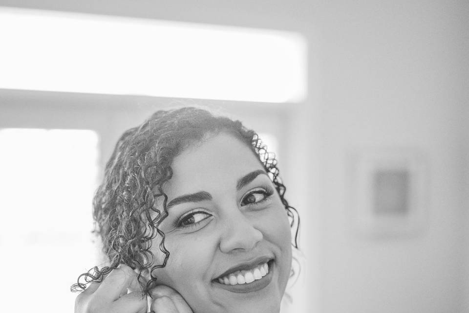 A bride getting ready