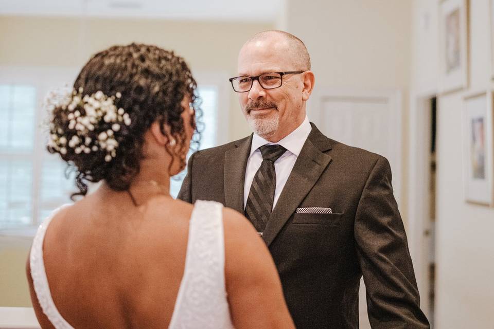 A bride and her father