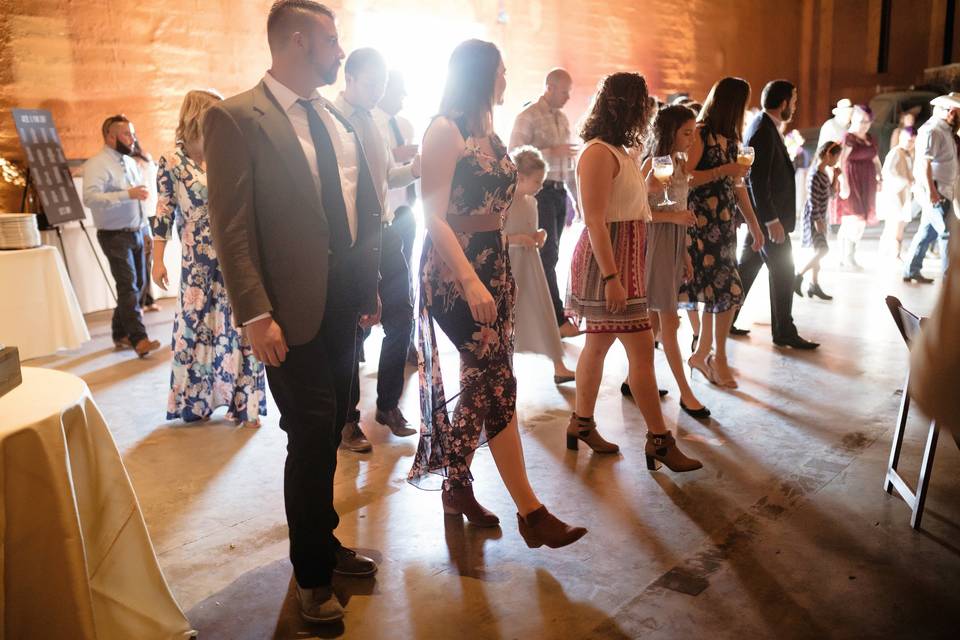 Indoor wedding line dancing