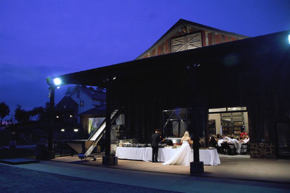 Exterior shot of rustic venue