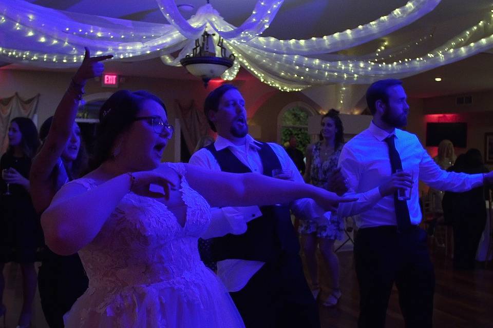 Bride and guests on dance floor