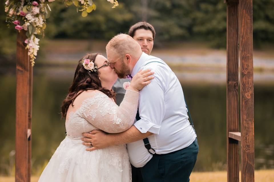 First kiss being married!