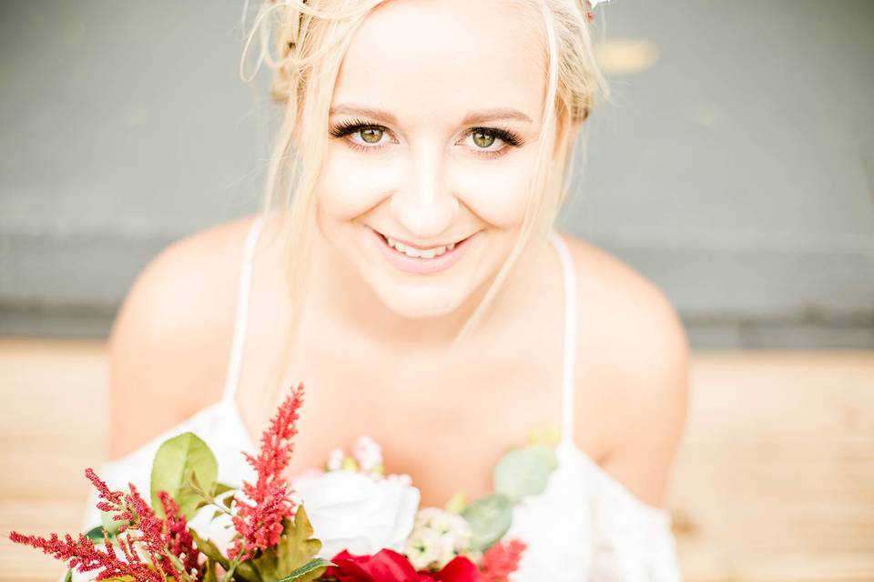 Bride with bouquet - Grits and Grace Photography
