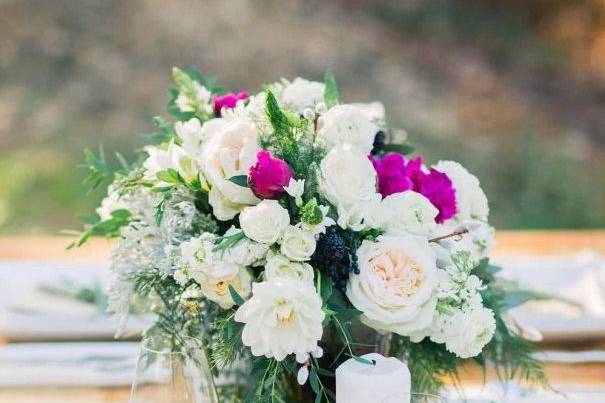 Table setup with centerpiece