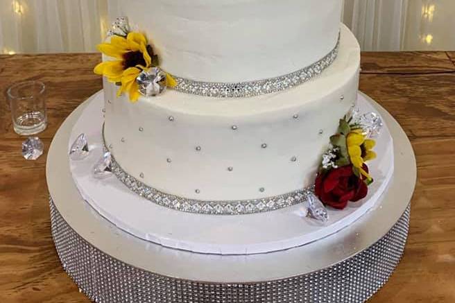 Three tier smooth bling cake