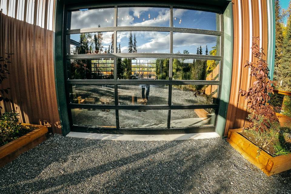 The lodge - glass garage doors