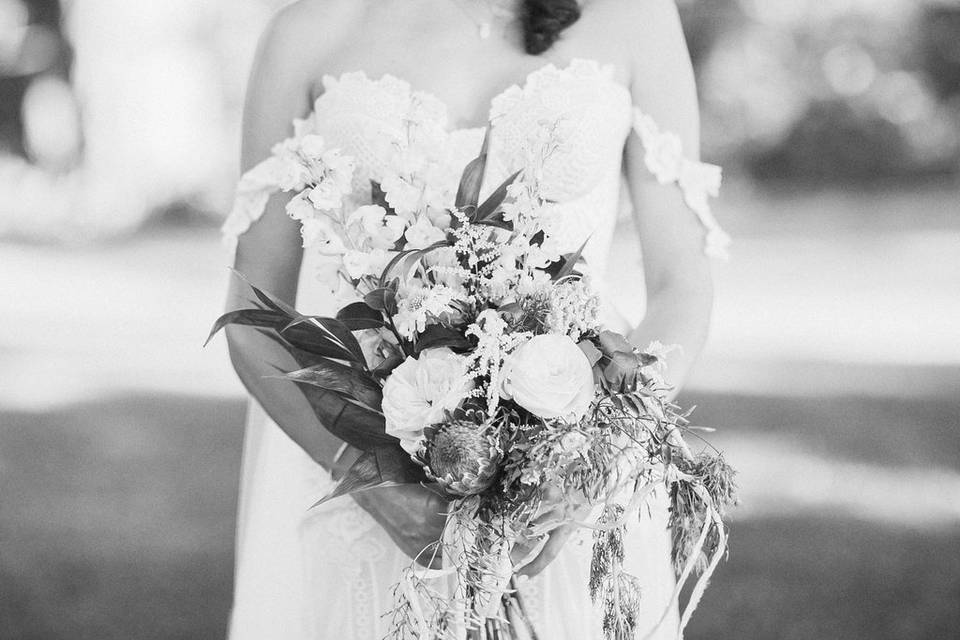 Bouquet and parasol