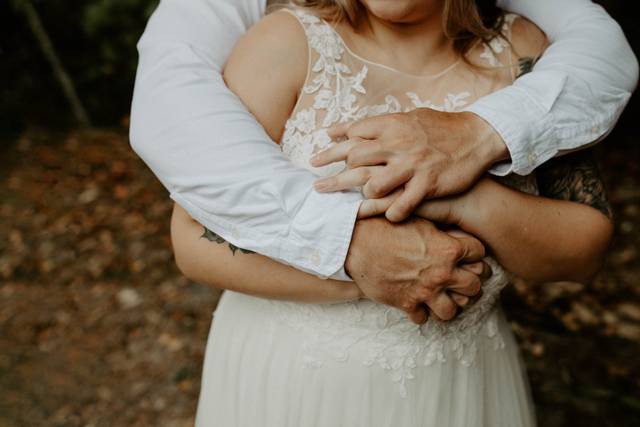 Embrace at an elopement