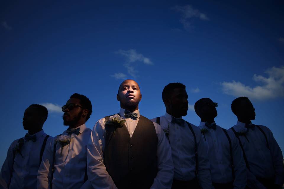 MAthew and his groomsmen squad in Jamica