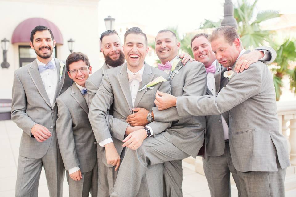 Groom Goofing Off