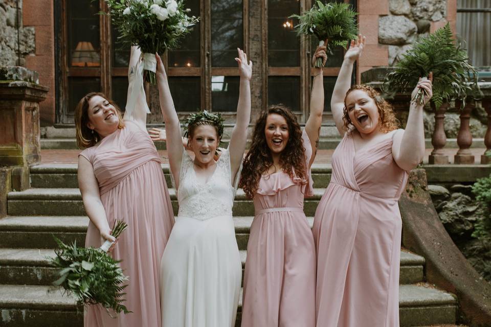 Bride and her bridesmaids