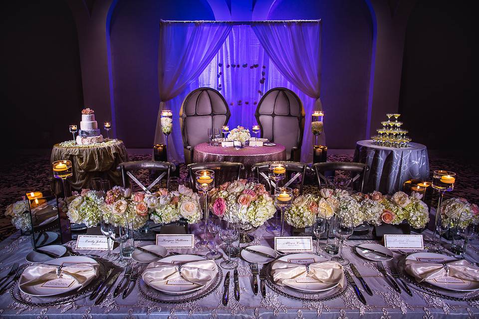 Table setup with centerpiece