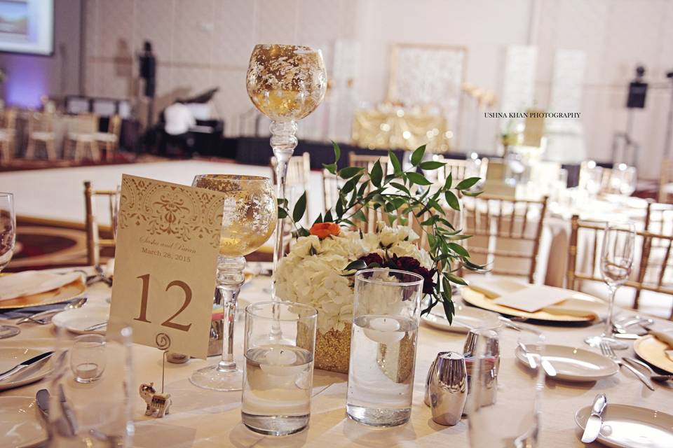 Table setup with centerpiece