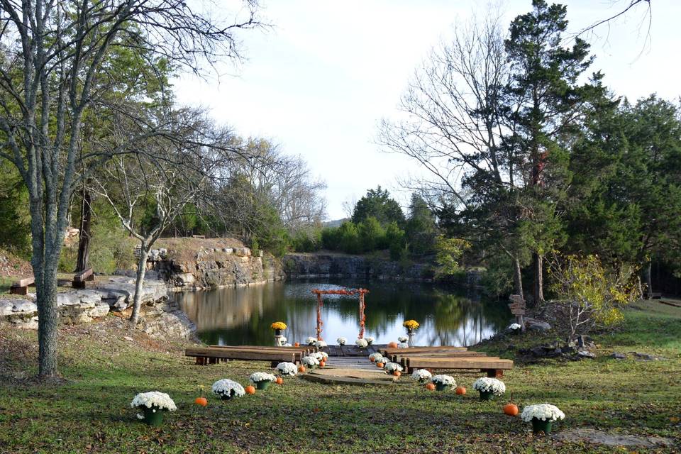 Fall wedding at the pond