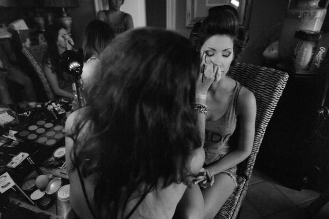 Applying makeup