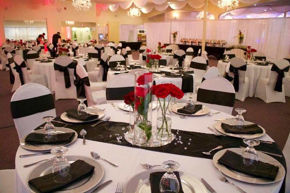 Black & red wedding reception