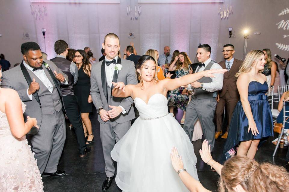 Bride and groom on dance floor