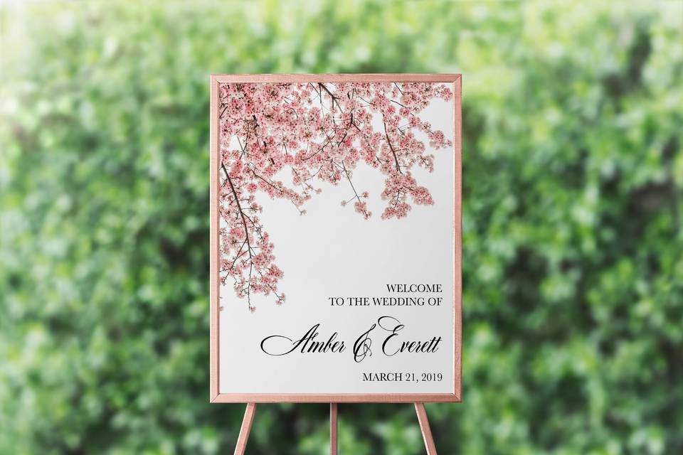 Cherry Blossom Welcome Sign
