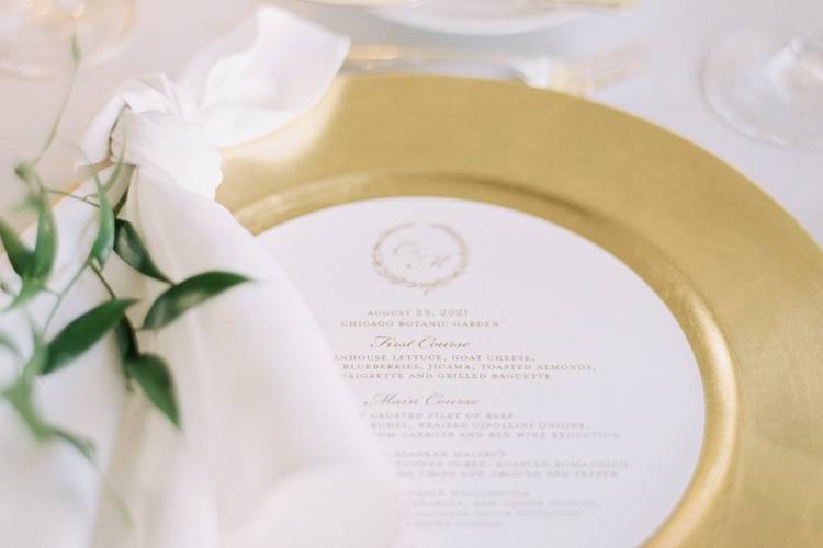 Gold Foil Circular Menu