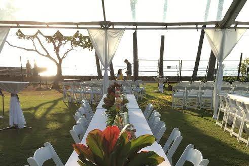 Table setup with centerpiece