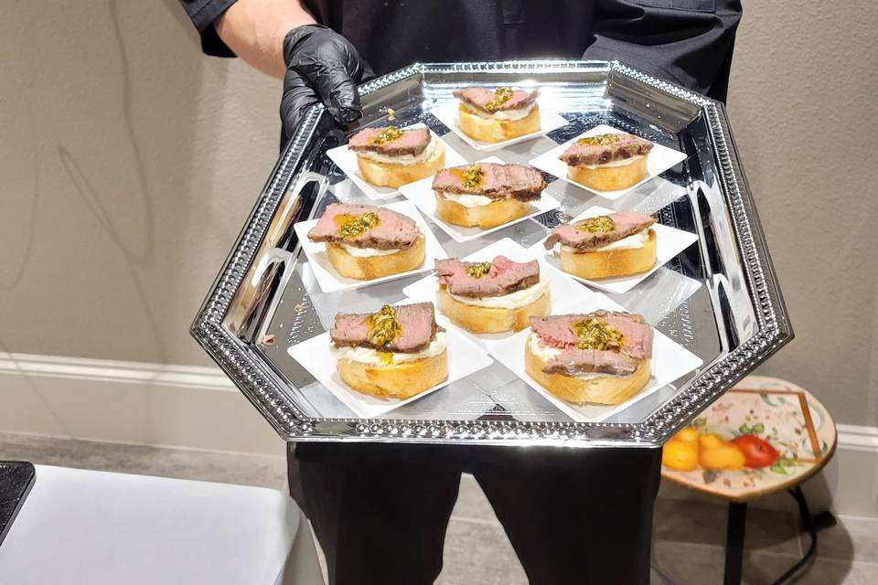 Serving Tenderloin Crustini