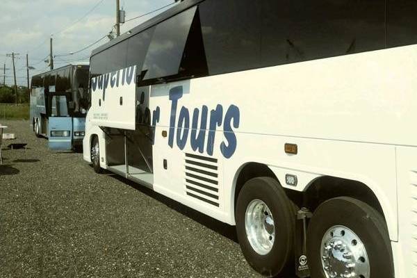 Bus with open luggage